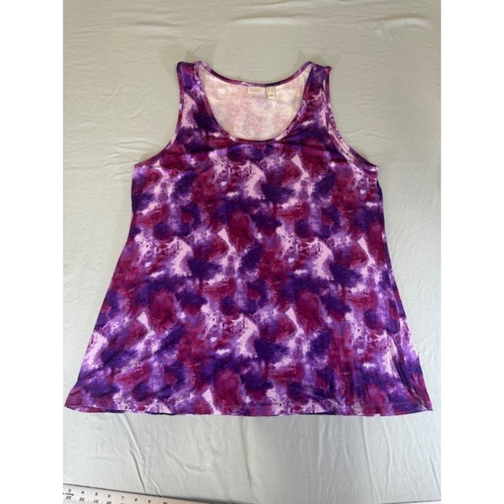 Logo by Lori Goldstein Purple White Abstract Print Casual Blouse Plus 1X